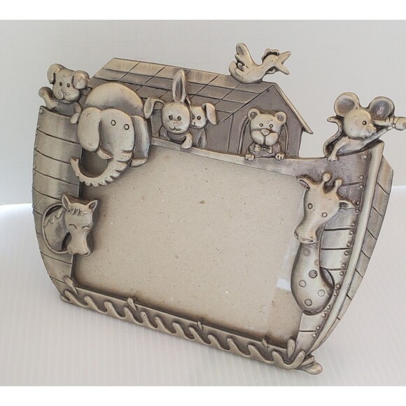 Malden Noahs Ark Metal 3.5X5 Picture Photo Frame Pewter Color Baby Nursery Decor - Picture 1 of 10
